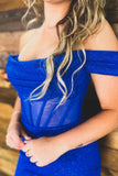 Royal Blue Off The Shoulder Tight Homecoming Dress