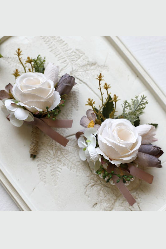 Apricot Wrist Corsage for Prom Party