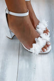 White high heel prom evening flower sandals