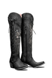 Brown Cowboy Boots Embroidered Western Cowgirl Boots High Lace-Up Boots