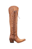 Brown Cowboy Boots Embroidered Western Cowgirl Boots High Lace-Up Boots