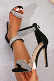 Black High heels sexy stilettos one-strap sandals