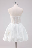 White A Line Sequined Corset Strapless Homecoming Dress