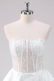 White A Line Sequined Corset Strapless Homecoming Dress