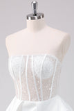 White A Line Sequined Corset Strapless Homecoming Dress