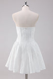 White A Line Strapless Short Homecoming Dress