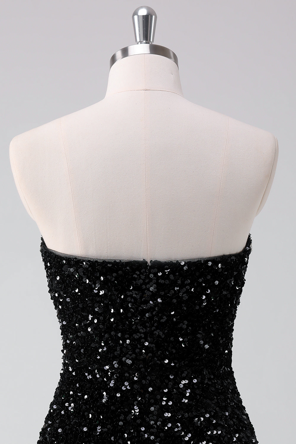 Sequins Black A Line Strapless Short Homecoming Dress