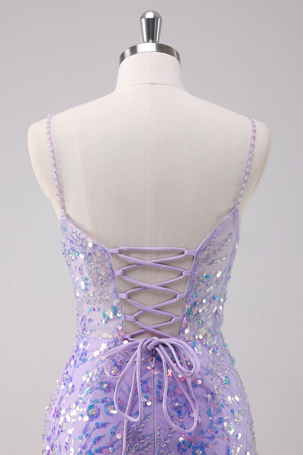 Purple Sequins Spaghetti Straps Bodycon Short Homecoming Dress