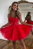 Pink A Line Strapless Beaded Tulle Homecoming Dress