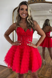 Pink A Line Strapless Beaded Tulle Homecoming Dress