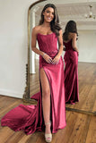 Sexy Red Strapless Long Prom Dress With Split