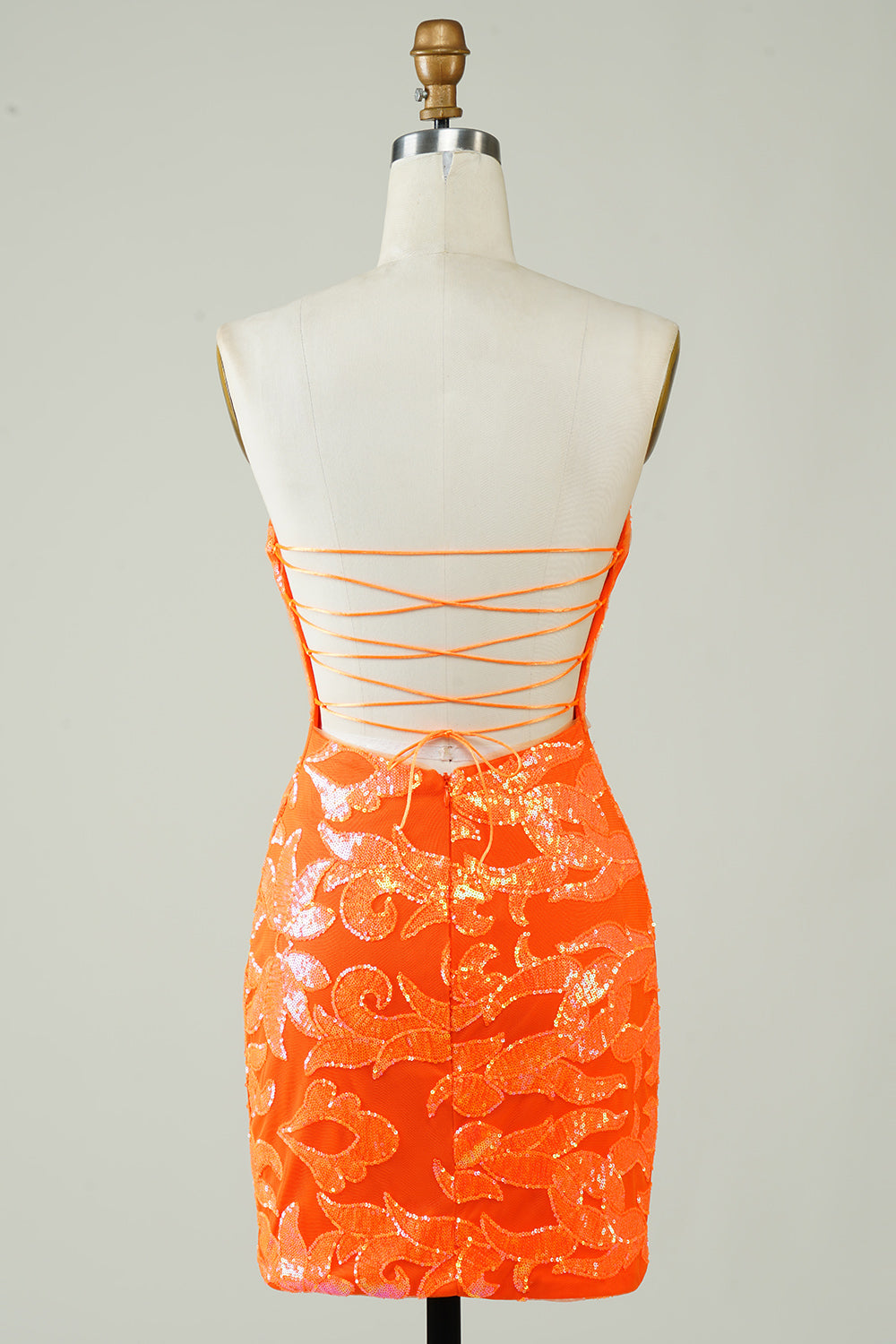 Glitter Orange Tight Short Glitter Homecoming Dress