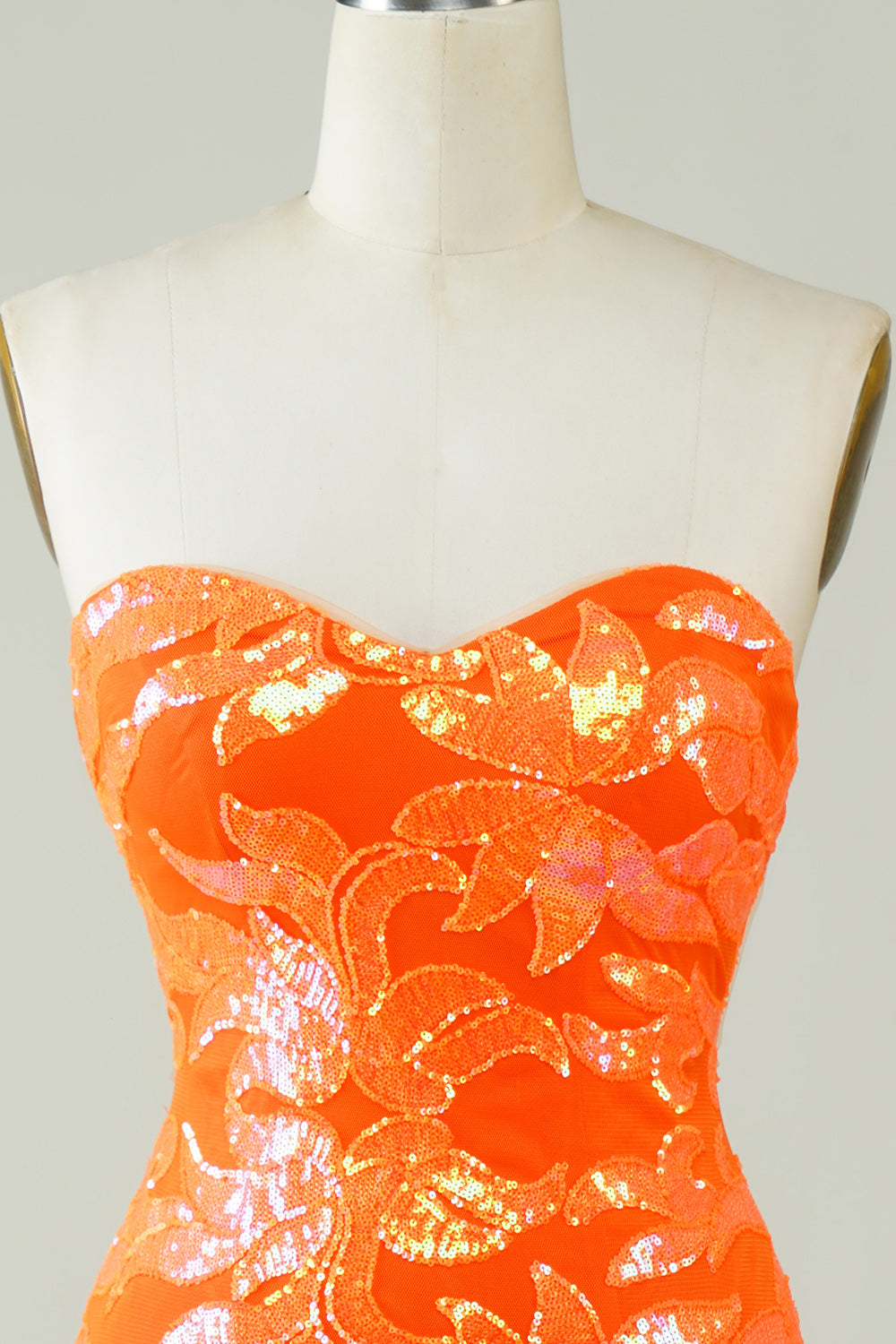 Glitter Orange Tight Short Glitter Homecoming Dress