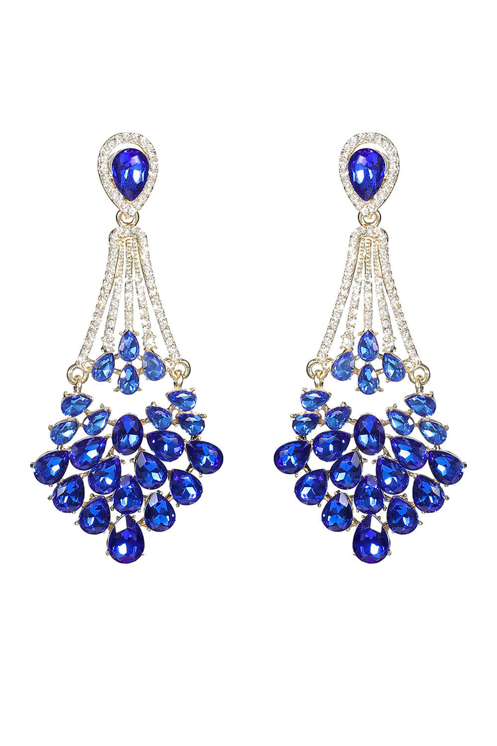 Royal Blue Rhinestone Stud Earrings