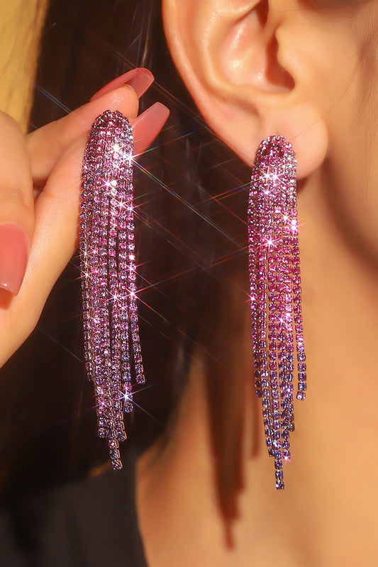 Shiny Rhinestone Long Tassel Earrings