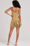 Golden Sparkly Sequin Fringe Short Homecoming Dress