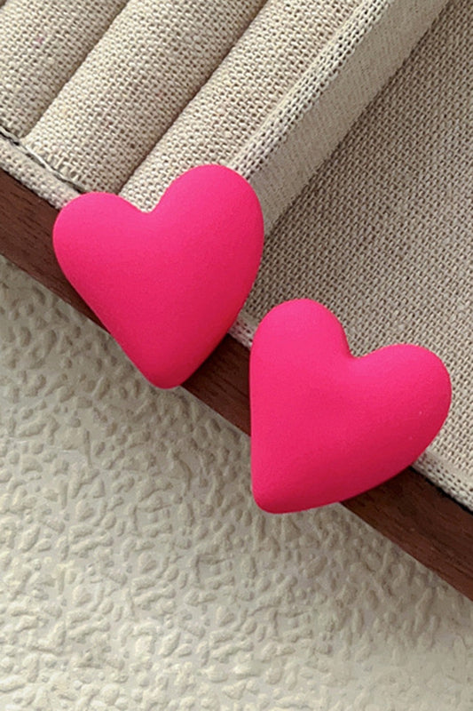 Cute Fuchsia Heart Shaped Earrings