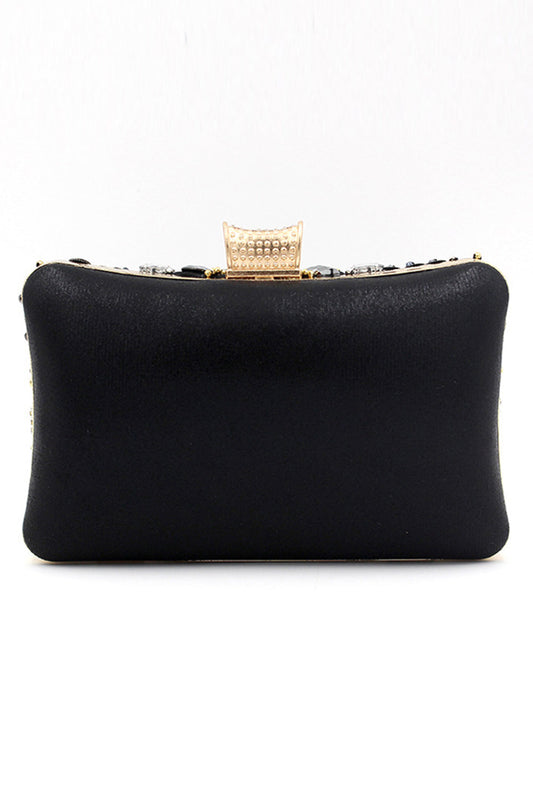 Black Beaded Shoulder Chain Evening Clutch