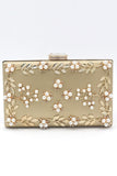 Golden Beaded Pearls Party Clutch