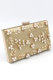 Golden Beaded Pearls Party Clutch