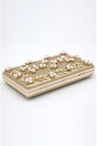 Golden Beaded Pearls Party Clutch