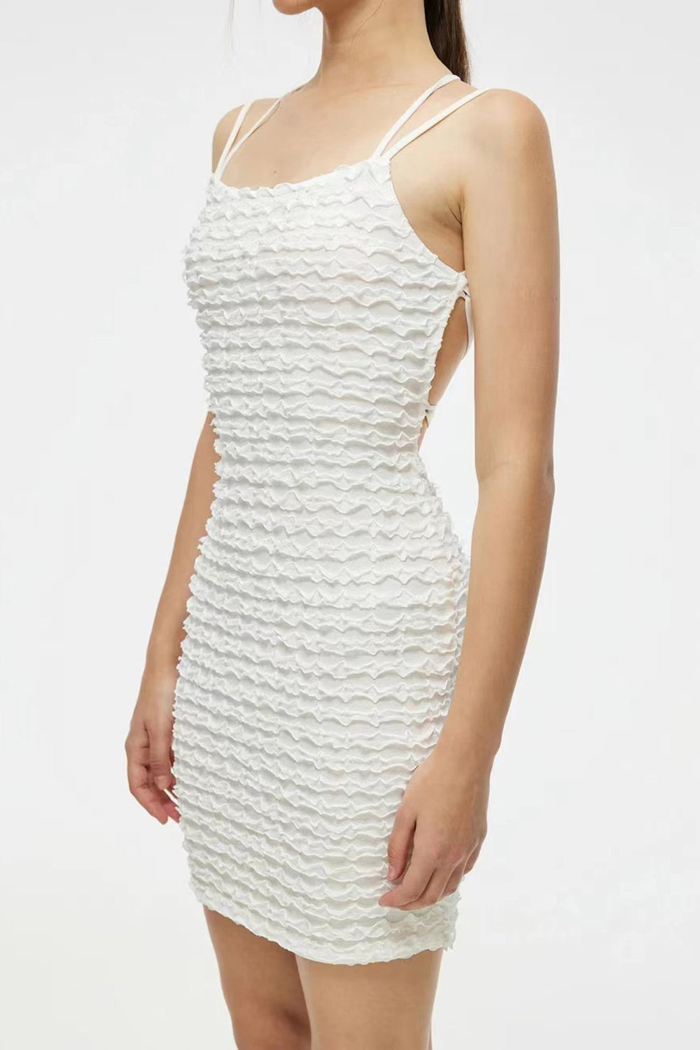 White Bodycon Graduation Dress With Lace-up Back