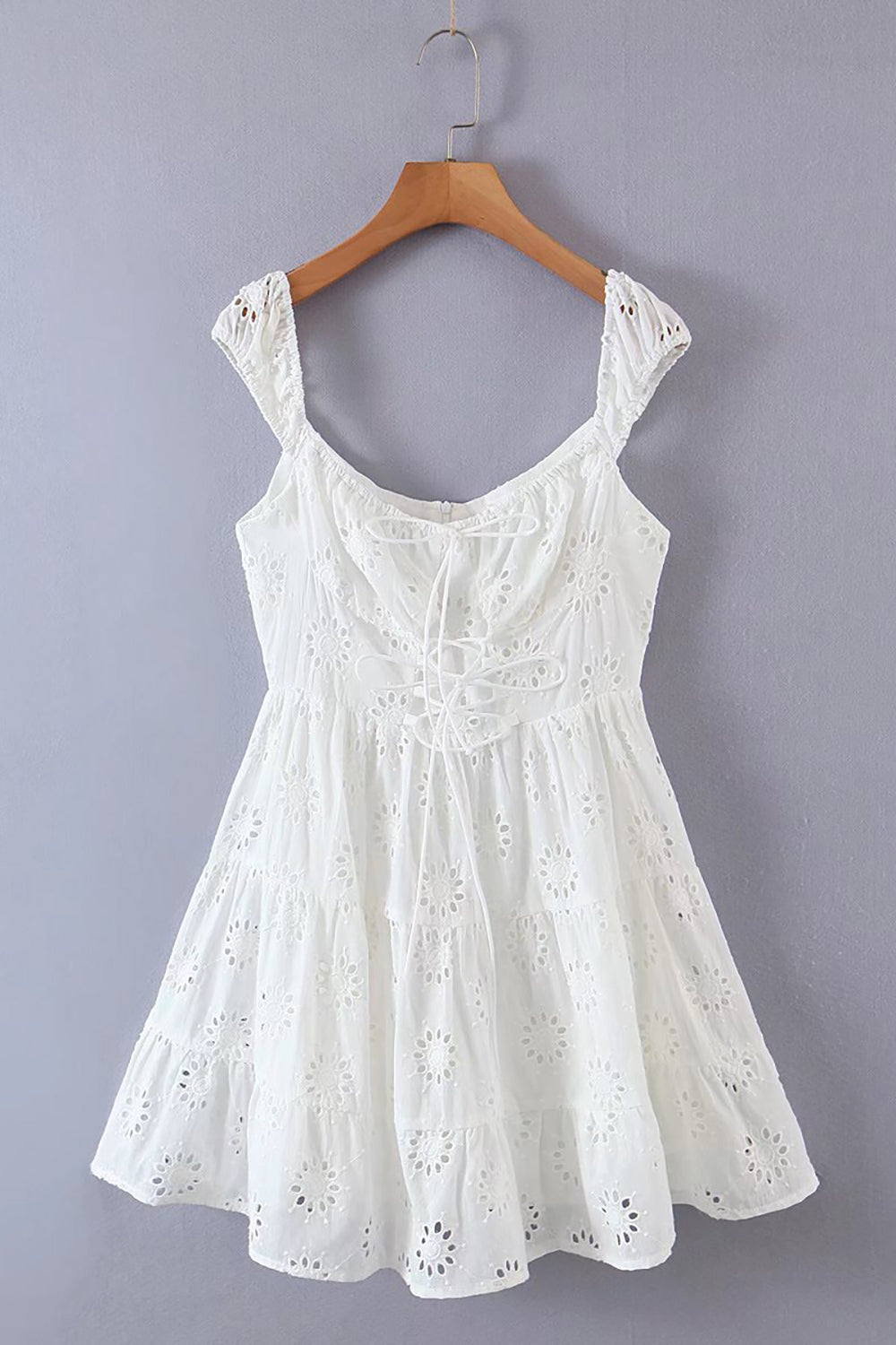 A-Line White Lace-up Front Short Graduation Dress