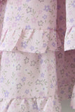 Pink A-Line Tie Straps Printed Graduation Dress
