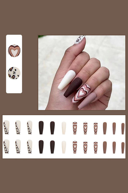 Sparkly 24 Pcs Press On Nails Leopard Long False Nail