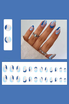 24 Pcs Press On Nails Printed False Nail