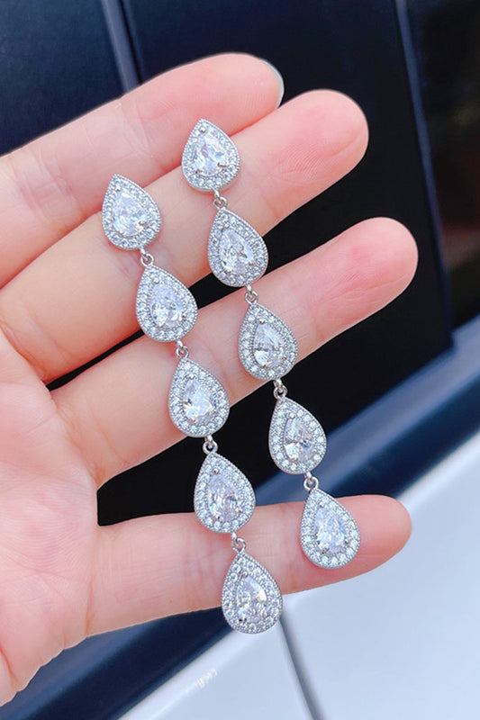 Silver Rhinestone Drop Earrings