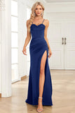 Royal Blue Spaghetti Straps Mermaid Prom Dress