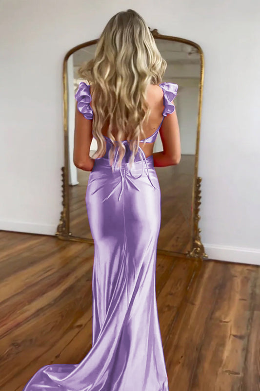 Lilac Mermaid Sweetheart Hollow Out Prom Dress