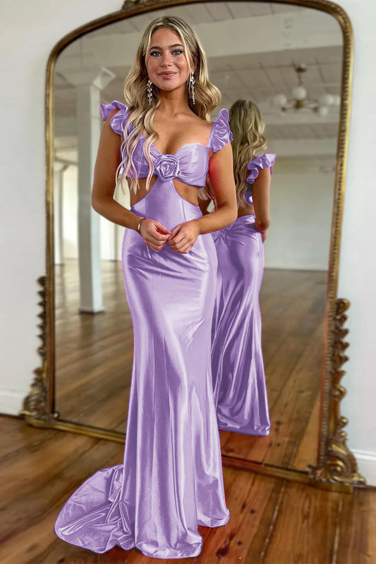 Lilac Mermaid Sweetheart Hollow Out Prom Dress