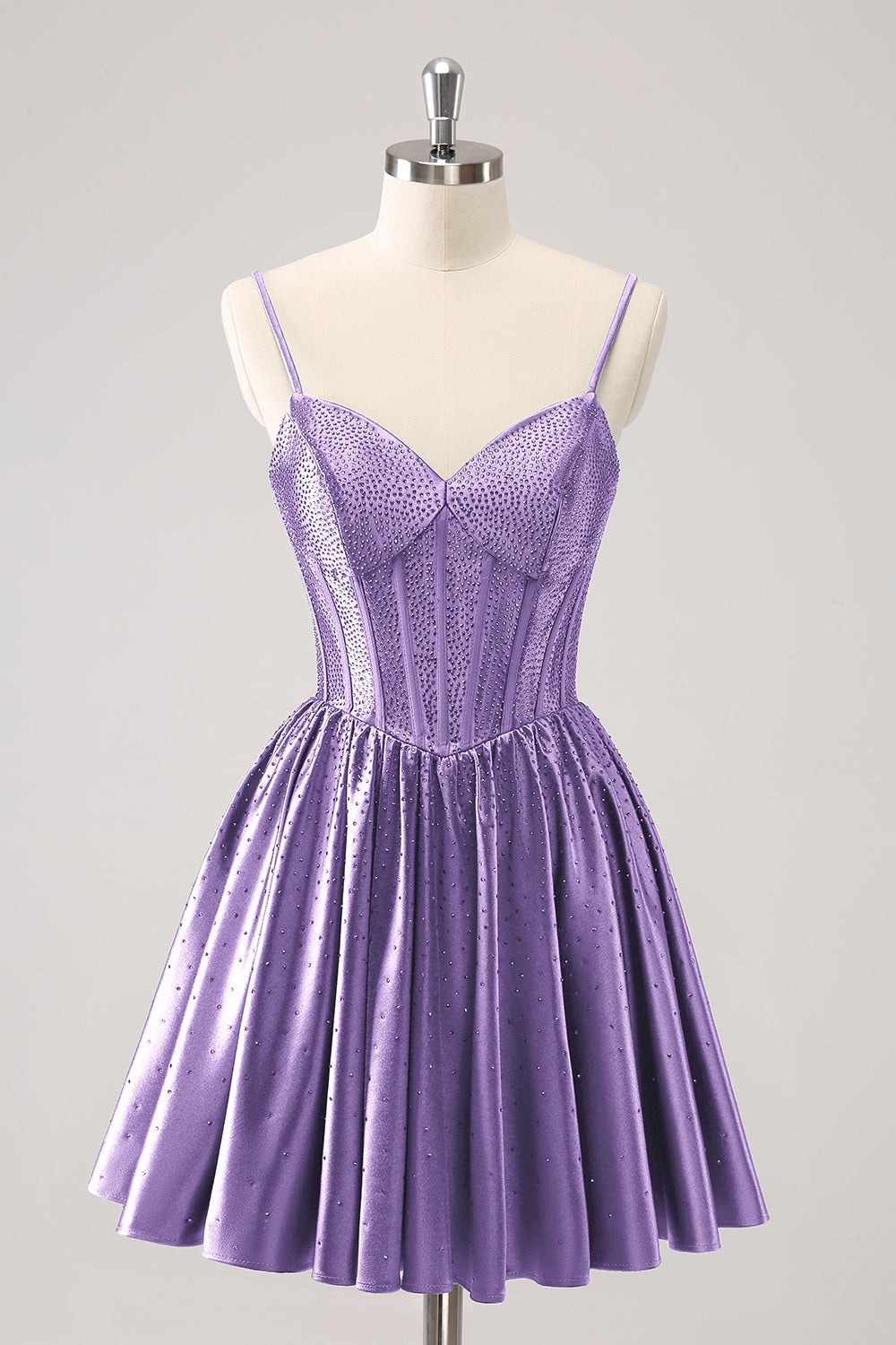 Purple A Line Spaghetti Straps Homecoming Dress