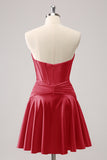 Fuchsia A Line Strapless Homecoming Dress