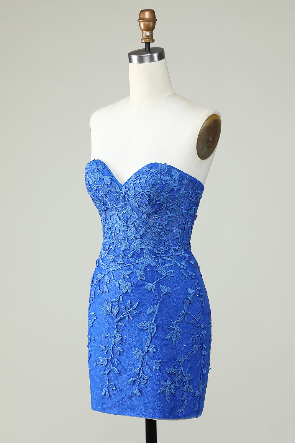 Royal Blue Strapless Tight Homecoming Dress with Appliques