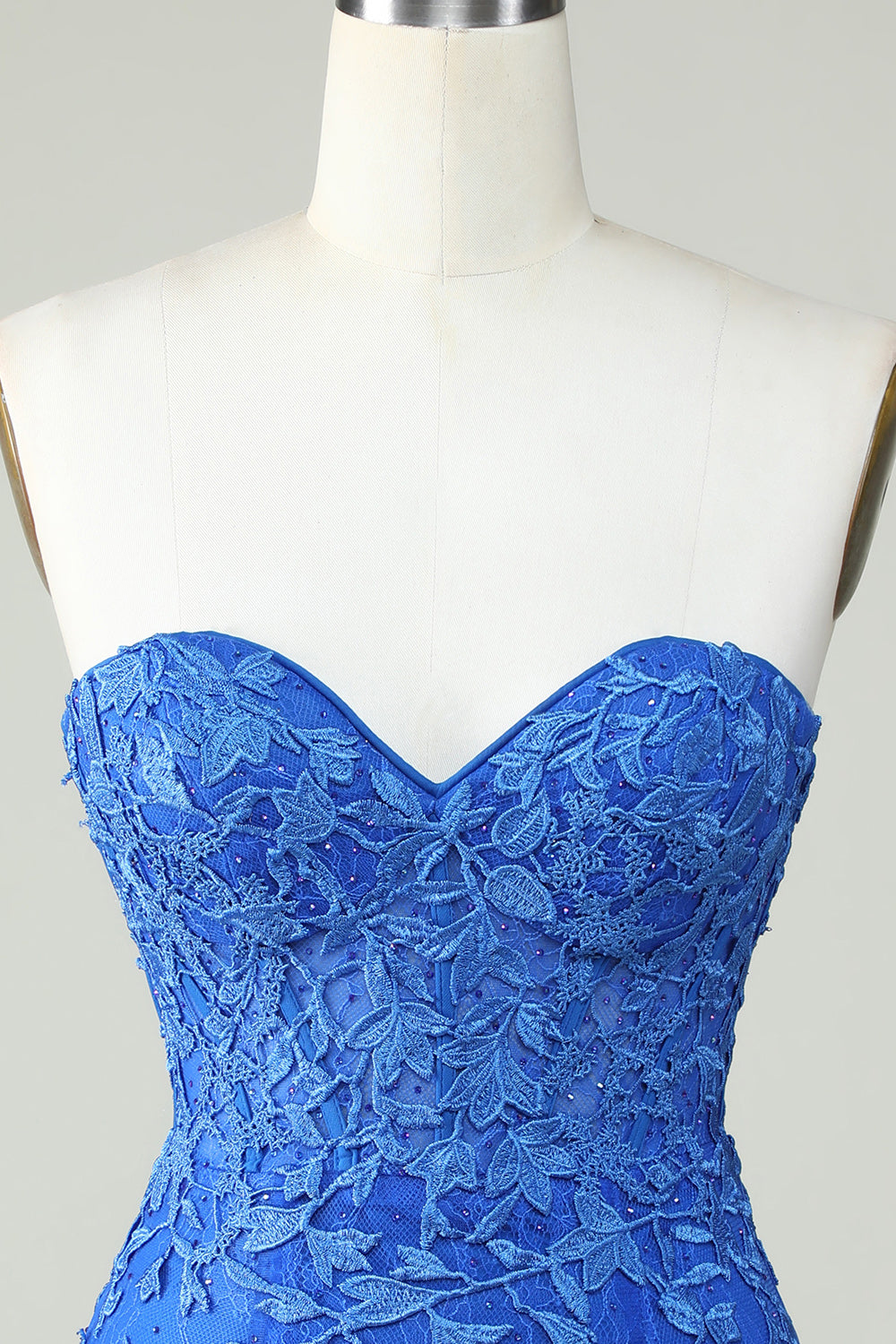 Royal Blue Strapless Tight Homecoming Dress with Appliques