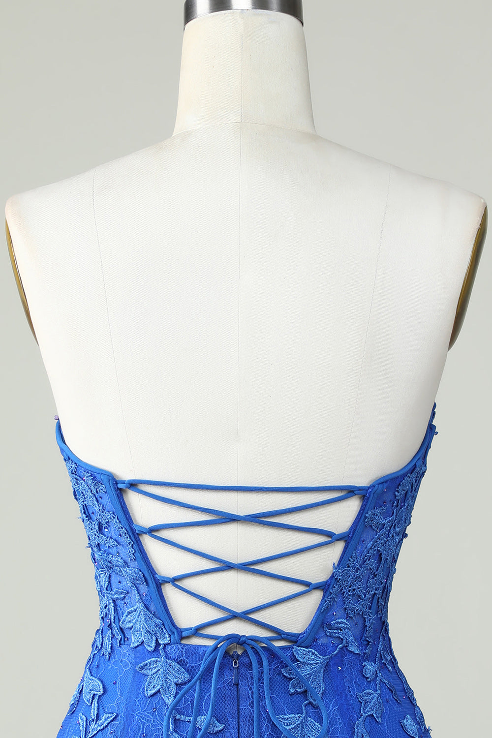 Royal Blue Strapless Tight Homecoming Dress with Appliques