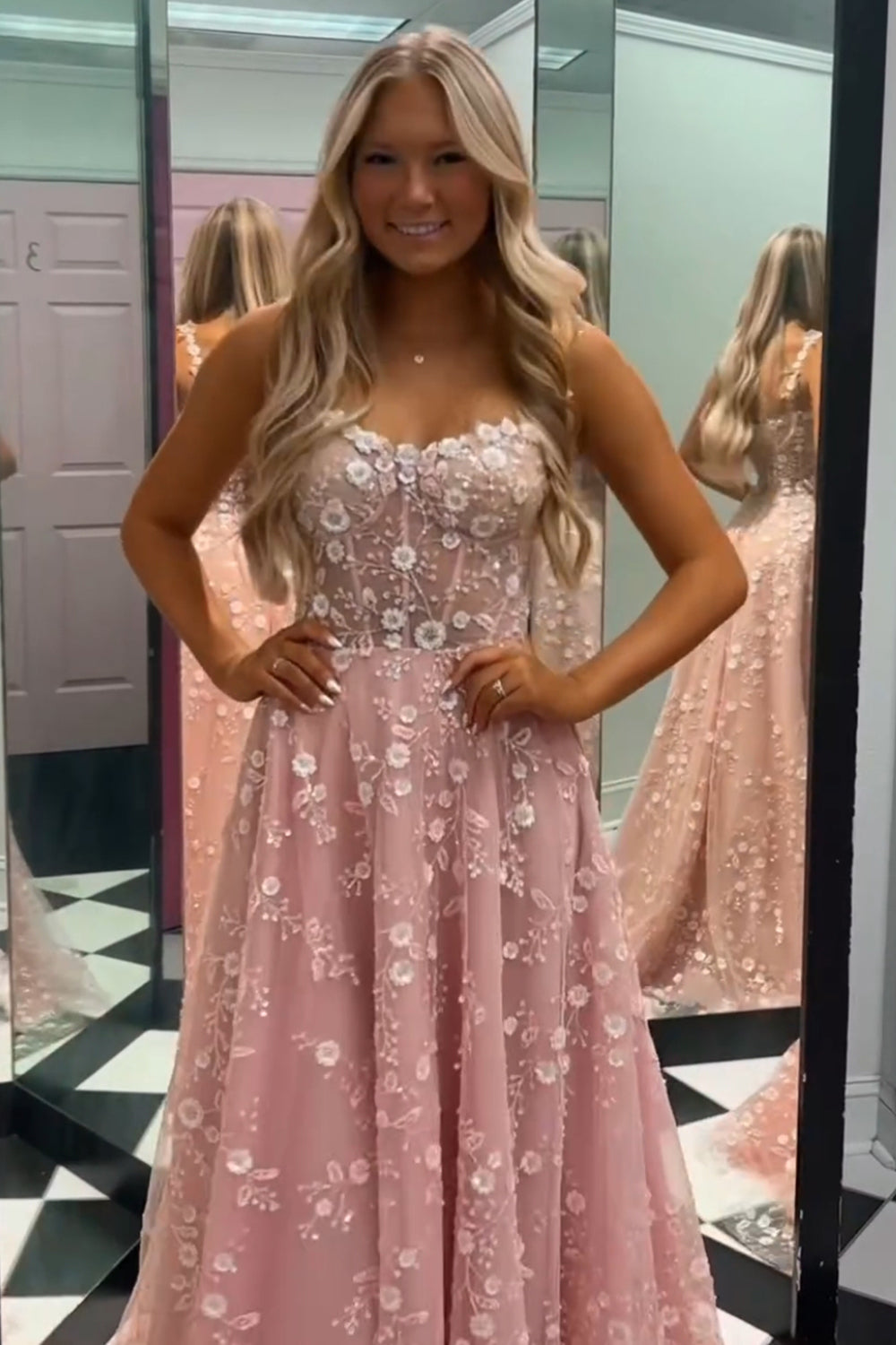 Blush A Line Sweetheart Tulle Long Slit Prom Dress With Pocket