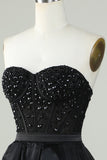 Black Strapless Ball Gown Evening Dress