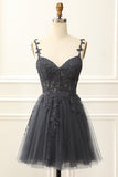 Off the Shoulder Corset Cute Homecoming Dress with Appliques