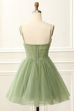A Line Tulle Corset Sage Green Homecoming Dress