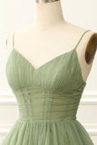 A Line Tulle Corset Sage Green Homecoming Dress