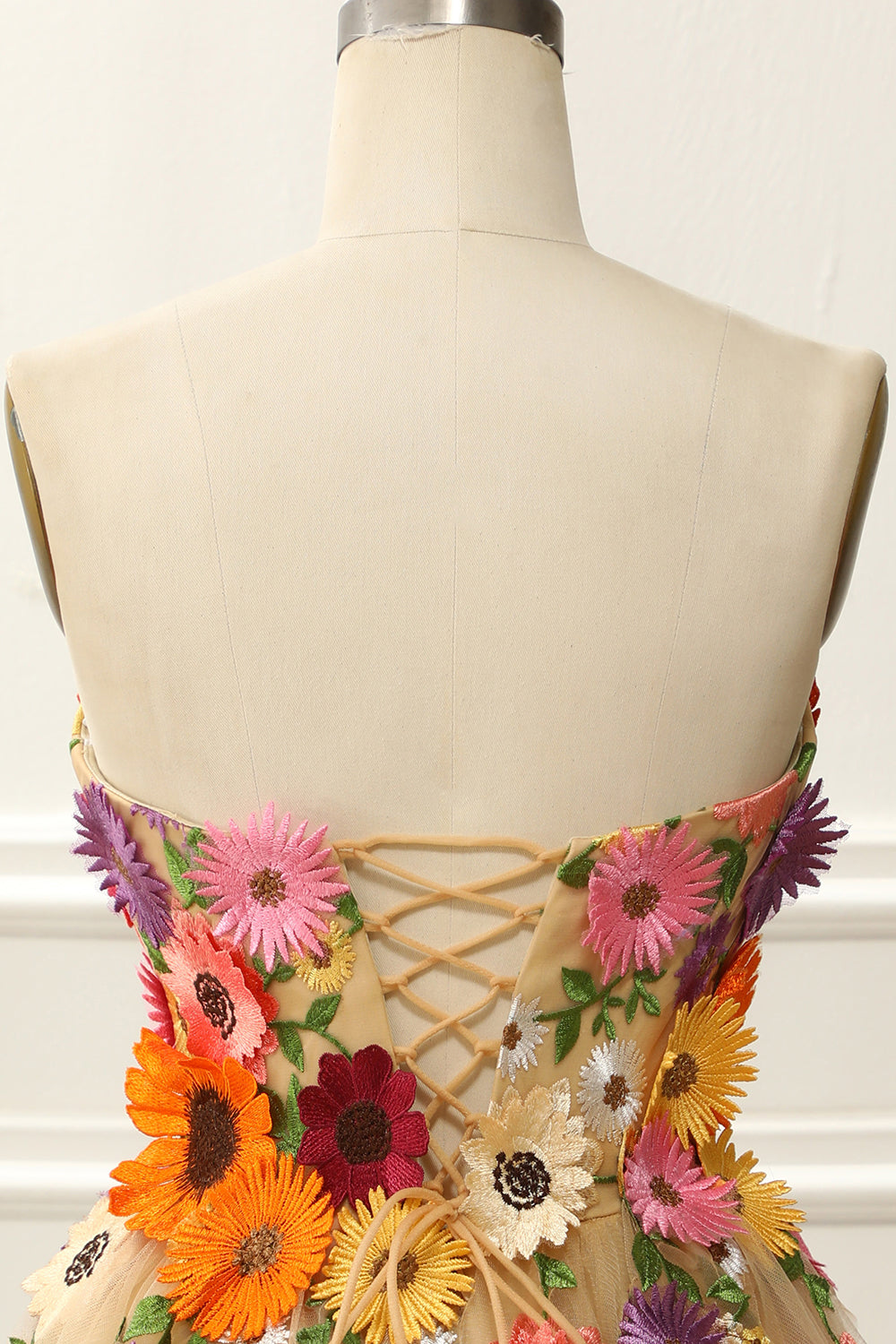 Strapless Apricot Homecoming Dress with 3D Flowers