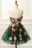 Strapless Apricot Homecoming Dress with 3D Flowers