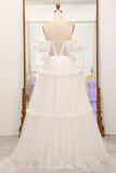 Lilac A-Line Off The Shoulder Tulle Polka Dot Prom Dress