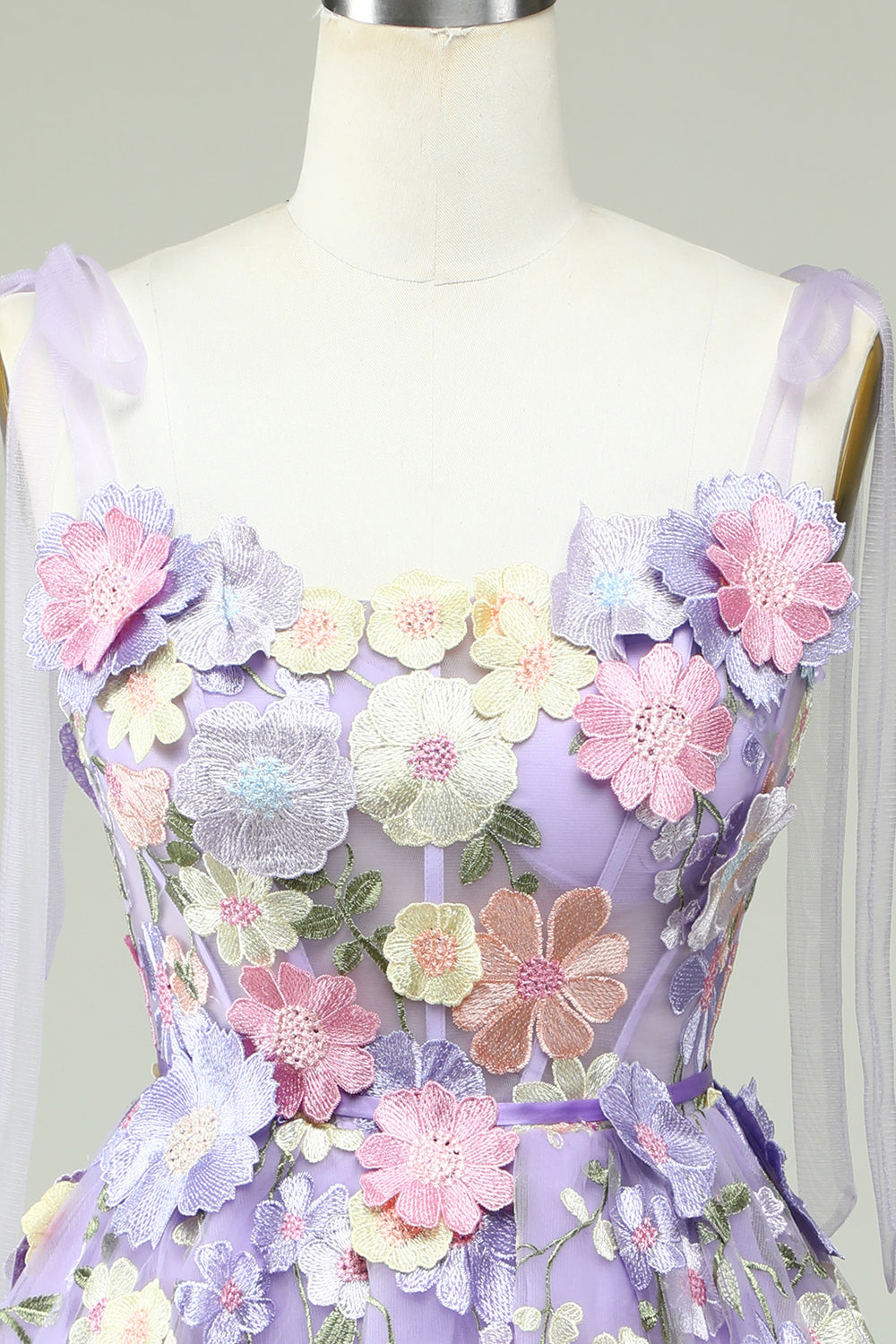 A-Line Corset Purple Homecoming Dress with 3D Flowers