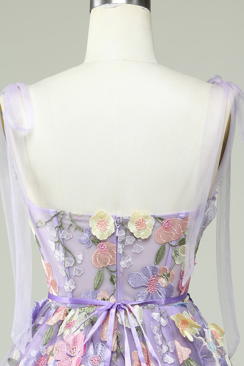 A-Line Corset Purple Homecoming Dress with 3D Flowers