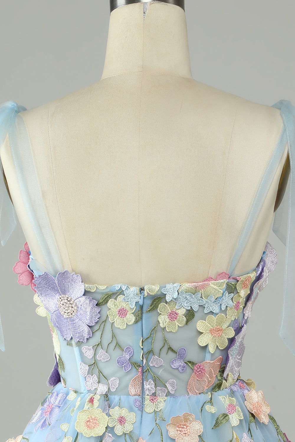 A-Line Corset Purple Homecoming Dress with 3D Flowers